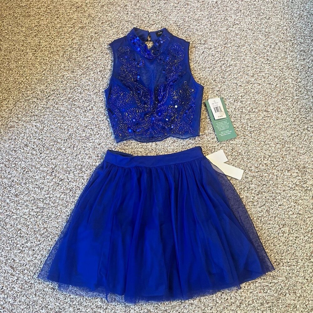 NWT 2 Piece Formal Dress Size S 1 HOCO Prom Beaded Boho Glam Dancer Festival